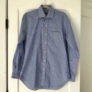 J.McLaughlin Gingham Shirt Button Down Long Sleeve Dress Shirt Small men's blue‎